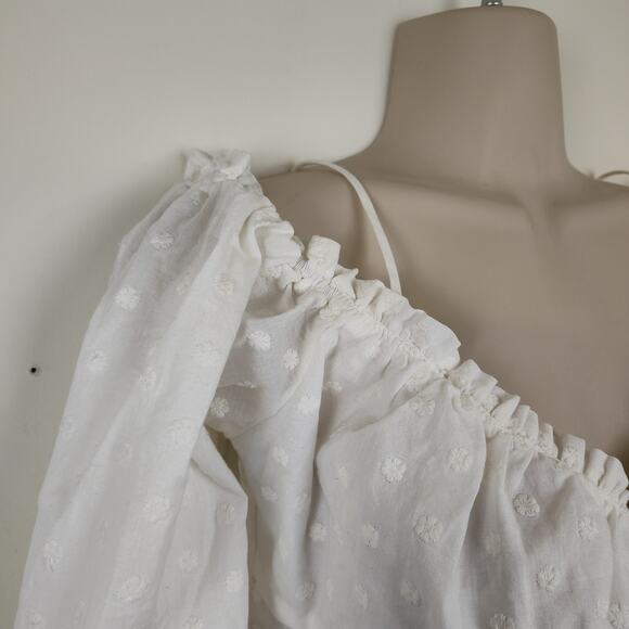 Zara Peasant Top Womens Med Embroidered Button Long Sleeve Boho Romantic Blouse - Picture 7 of 17